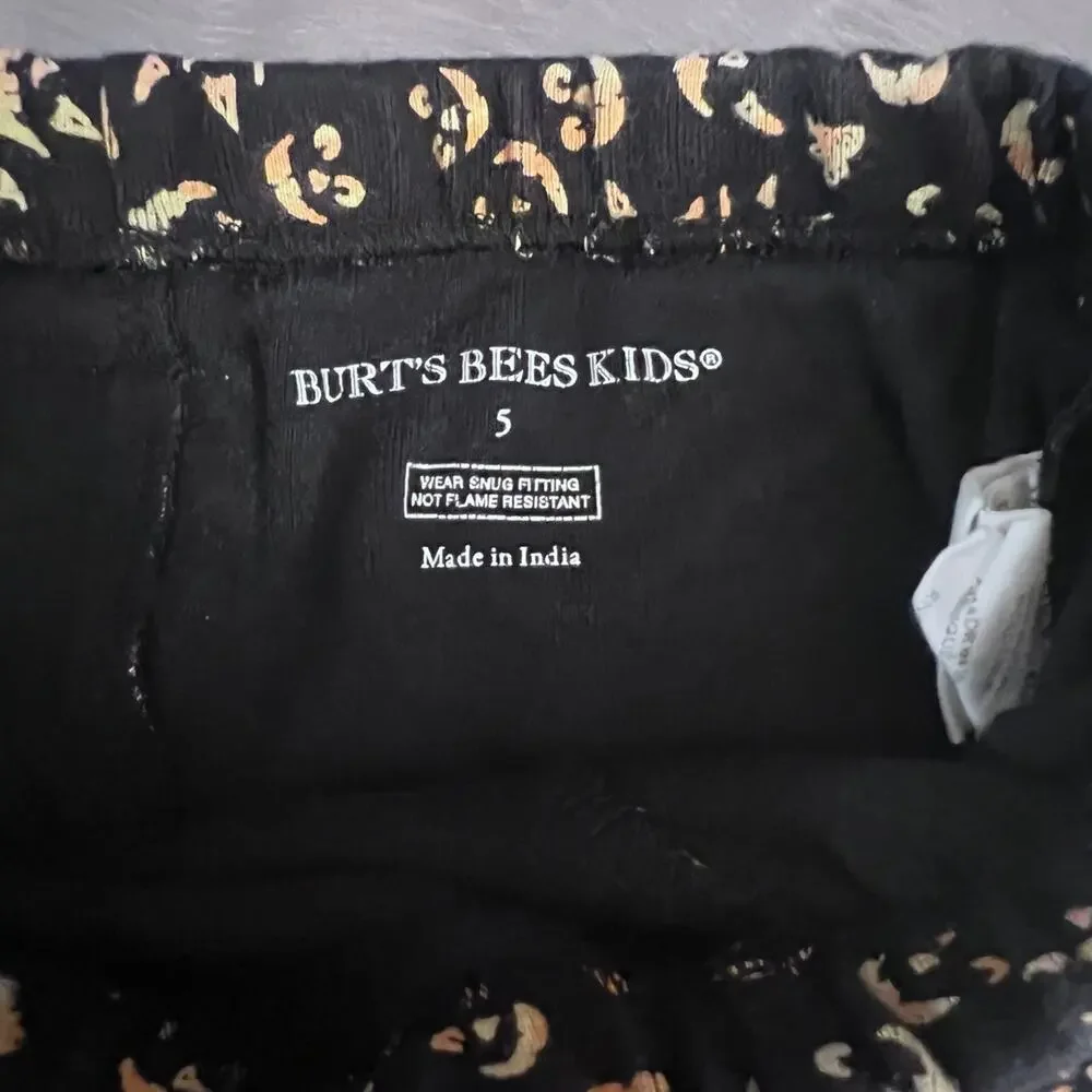 Halloween Burt’s Bees Kids Black Jack-o’-lantern PJ Set - Size: 5T